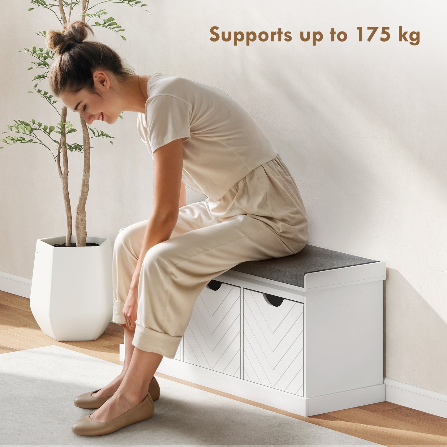 Chest of Drawers, 2 Fabric Drawer Dresser, Aluminium Handles, White