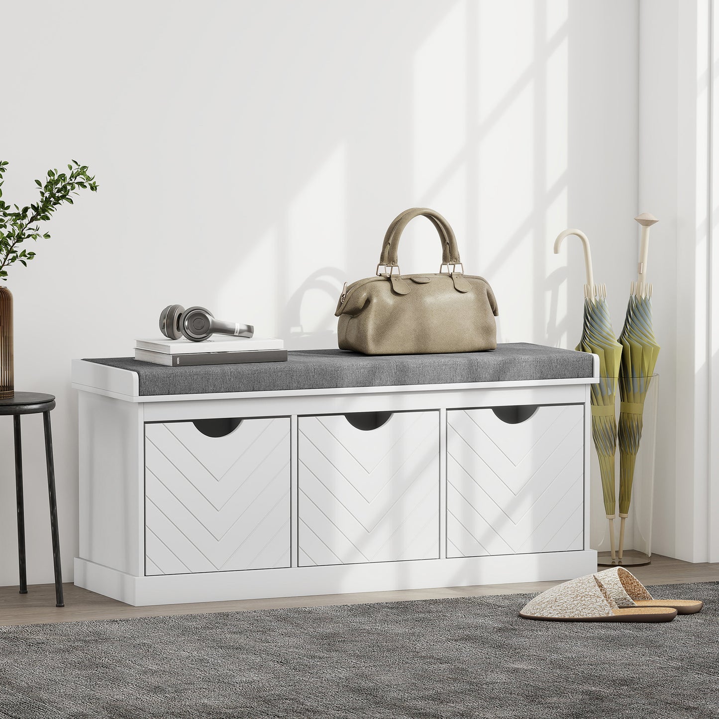 Chest of Drawers, 2 Fabric Drawer Dresser, Aluminium Handles, White