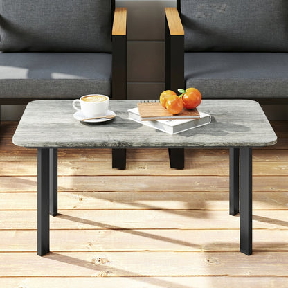Outdoor Coffee Table, Garden Table with Slatted WPC Top, Grey