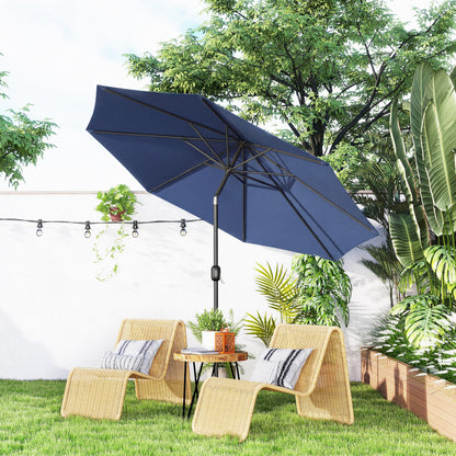3(m) Garden Umbrella Outdoor Sunshade Canopy w/ Tilt & Crank Navy