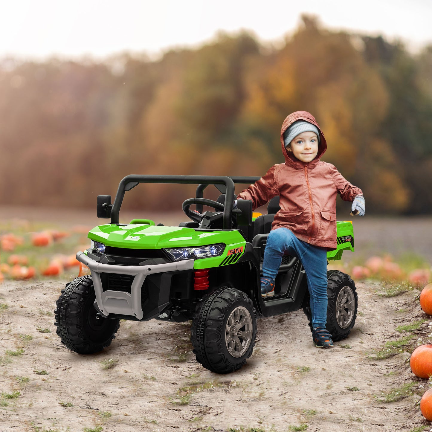 12V 2 Seater Kids Electric Ride-On Car w/ Electric Bucket - Green