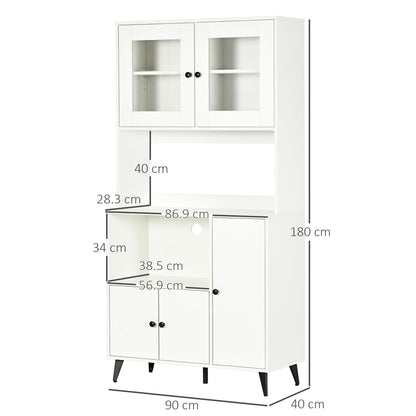 Freestanding Kitchen Storage Cabinet Cupboards Adjustable Shelves White