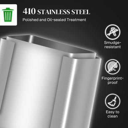 Double Kitchen Bin, Pedal Bin with Soft-Close Lid, Silver Tone