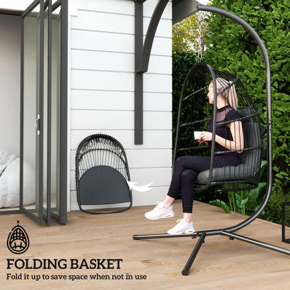 Rattan Egg Chair with Installation Kit, Indoor Outdoor Swing Chair