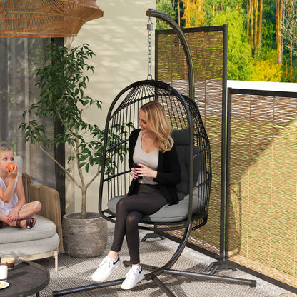 Rattan Egg Chair with Installation Kit, Indoor Outdoor Swing Chair