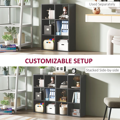 6-Cube Bookshelf, Display Shelving Unit for Home Office, Black
