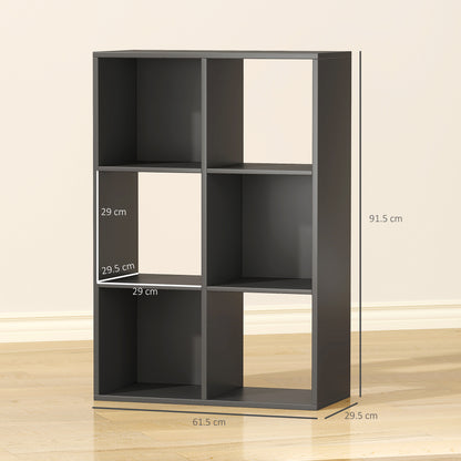 6-Cube Bookshelf, Display Shelving Unit for Home Office, Black