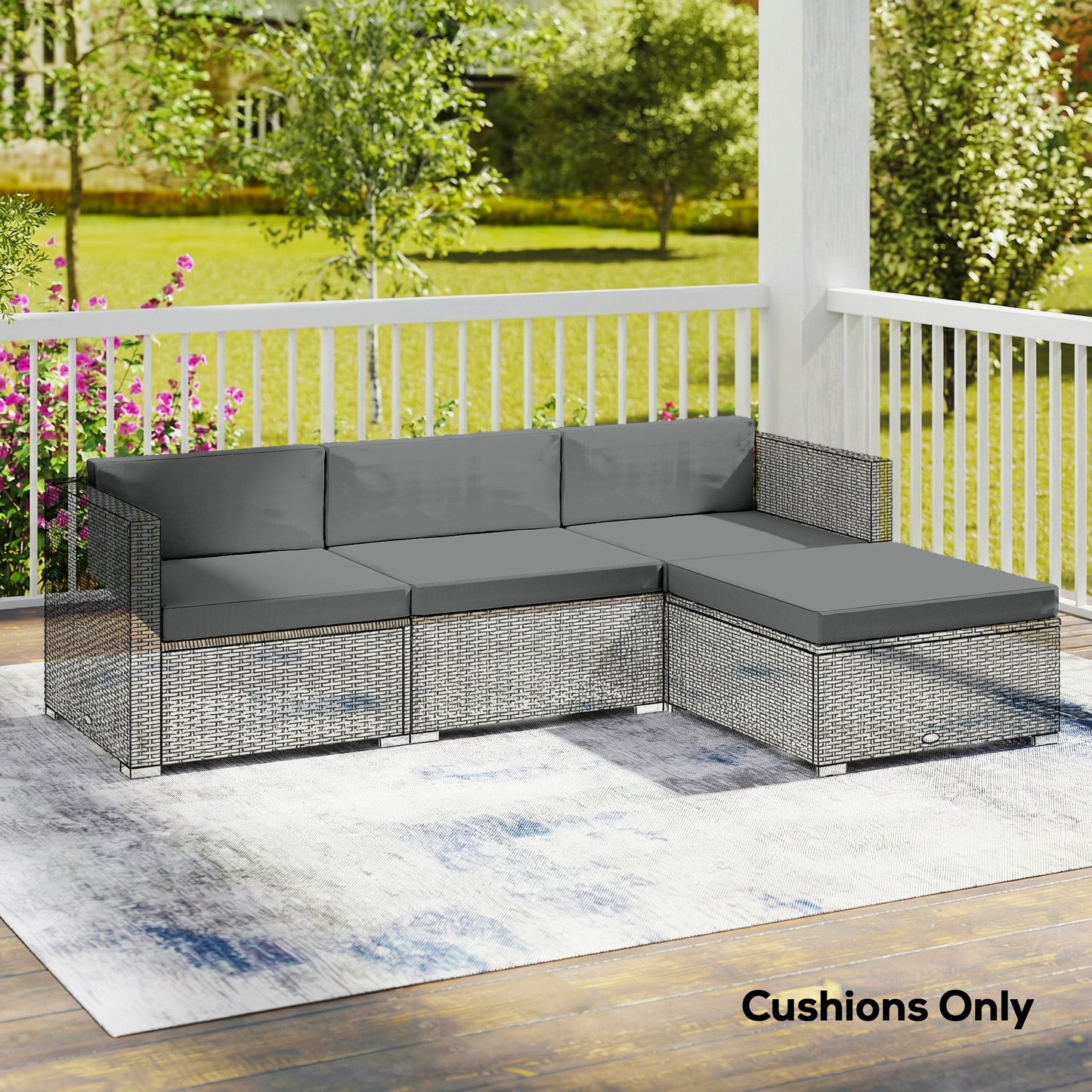 7-Piece Patio Furniture Cushions Water-Repellent 60x60cm, Dark Grey