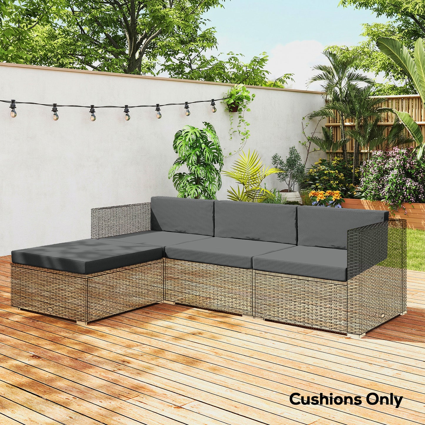 7-Piece Patio Furniture Cushions Water-Repellent 60x60cm, Dark Grey