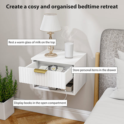 Floating Nightstands Set of 2, Modern Wall Mounted Bedside Tables