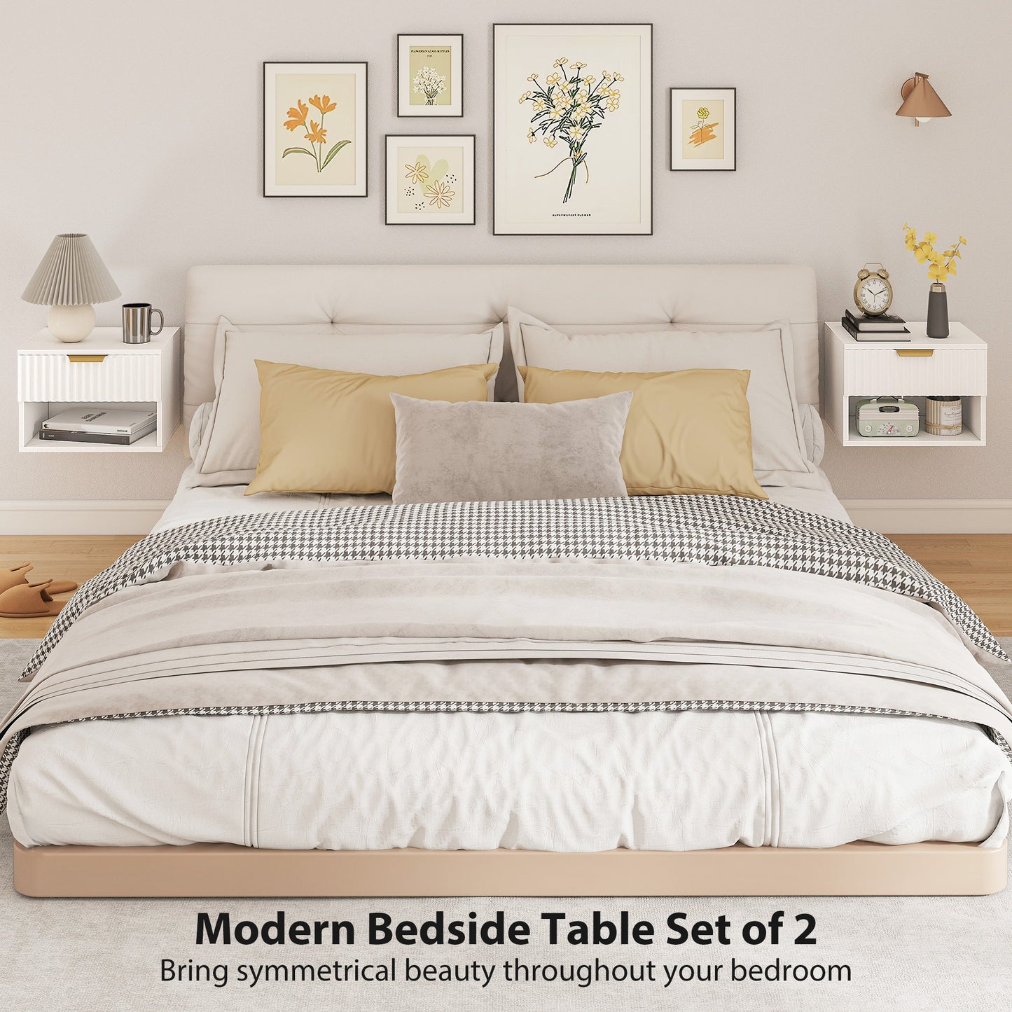 Floating Nightstands Set of 2, Modern Wall Mounted Bedside Tables