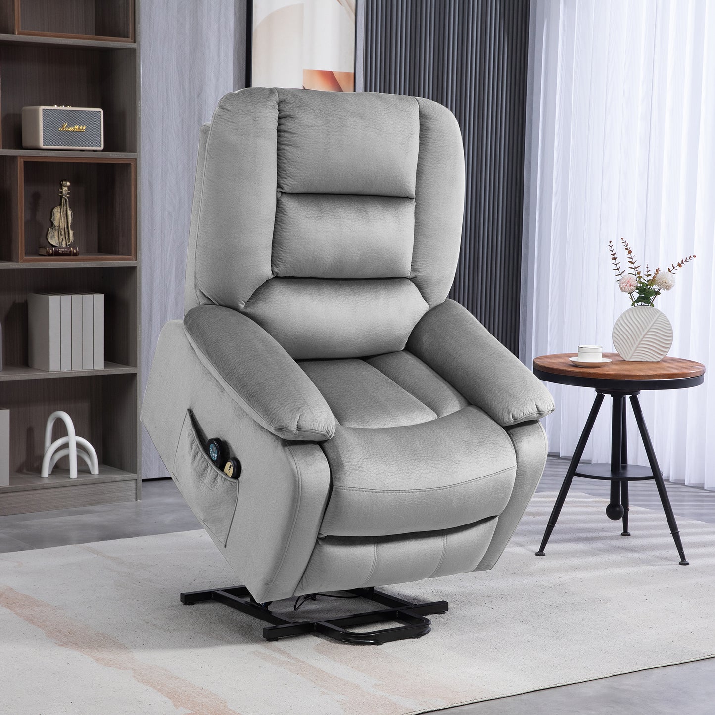 Riser and Recliner Chair Lift Chair with Vibration Massage, Heat, Grey