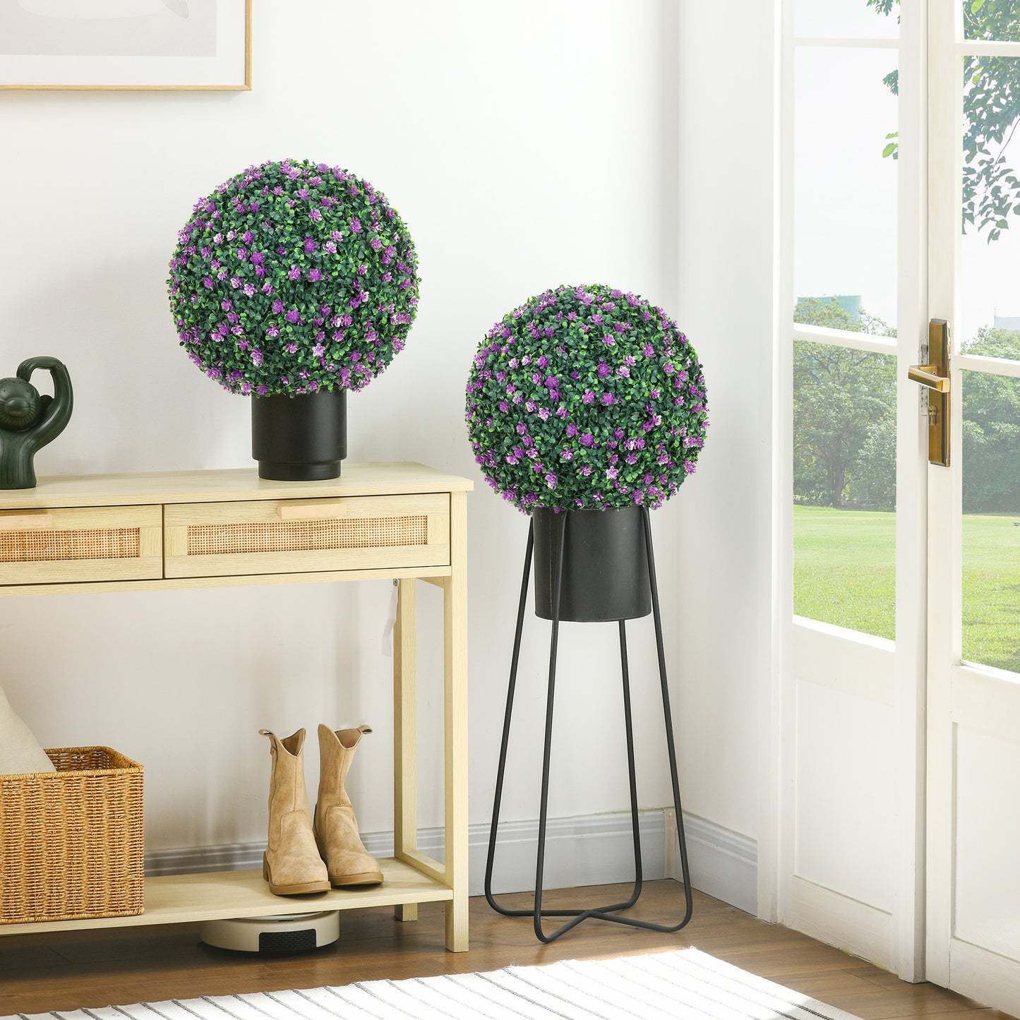 Set of 2 Artificial Topiary Balls Indoor Outdoor Faux Boxwood Balls