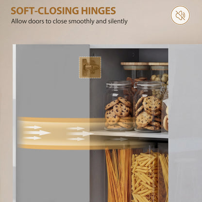 180cm Tall Kitchen Cupboard, Pantry Storage Cabinet, High Gloss Grey