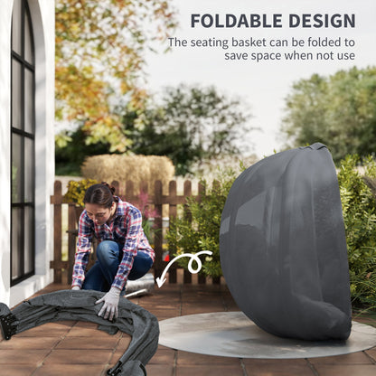 Folding Hanging Egg Chair w/ Cushion and Stand for Indoor Outdoor Grey