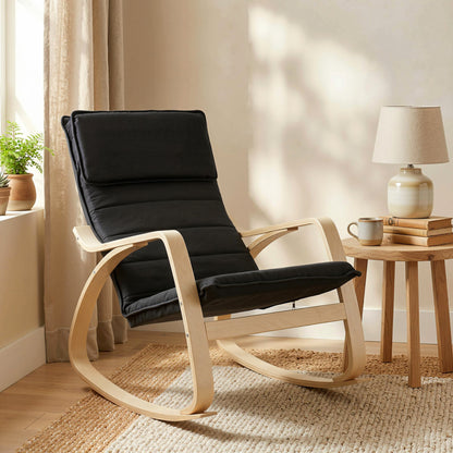 Comfortable Relax Rocking Chair with High Back, Black