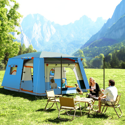4-6 Man Camping Tent with 2 Bedroom, 3000mm Waterproof, Blue