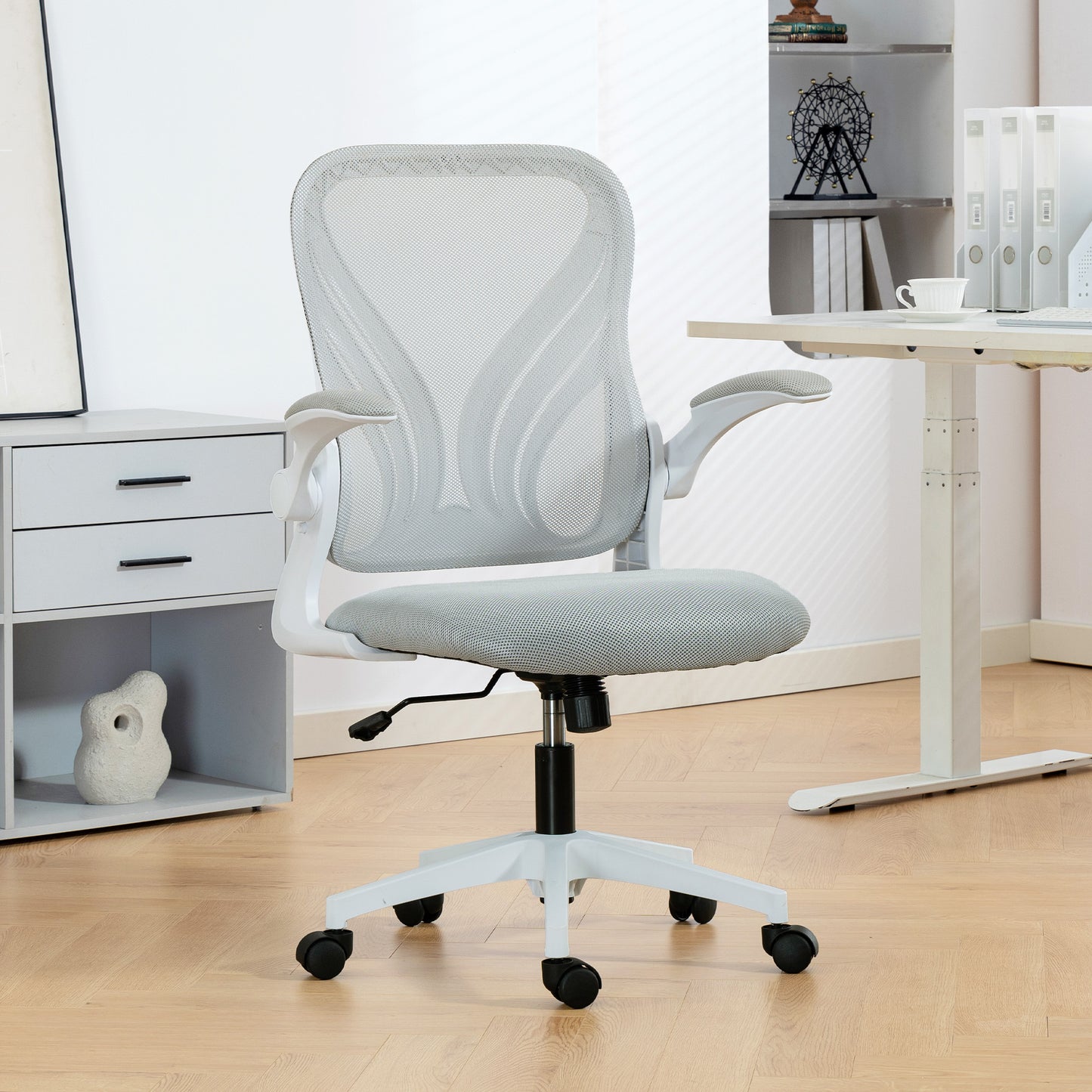 Mesh Office Chair, Computer Chair with Foldable Backrest, Grey