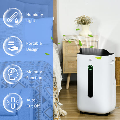20L/Day Quiet Air Dehumidifier with Purifier, Timer, for Home Laundry
