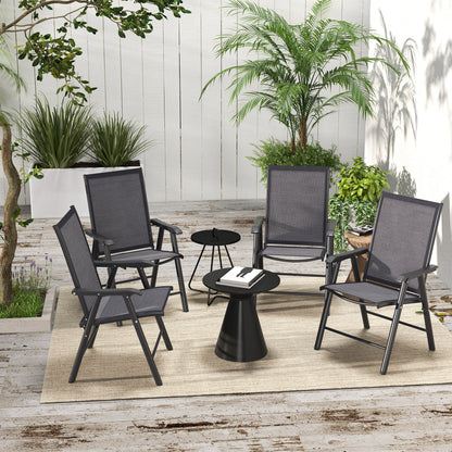 4-PCS Garden Armchairs Outdoor Patio Folding Furniture Grey