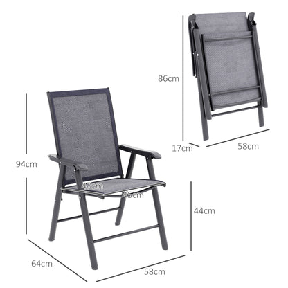 4-PCS Garden Armchairs Outdoor Patio Folding Furniture Grey