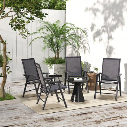 4-PCS Garden Armchairs Outdoor Patio Folding Furniture Grey