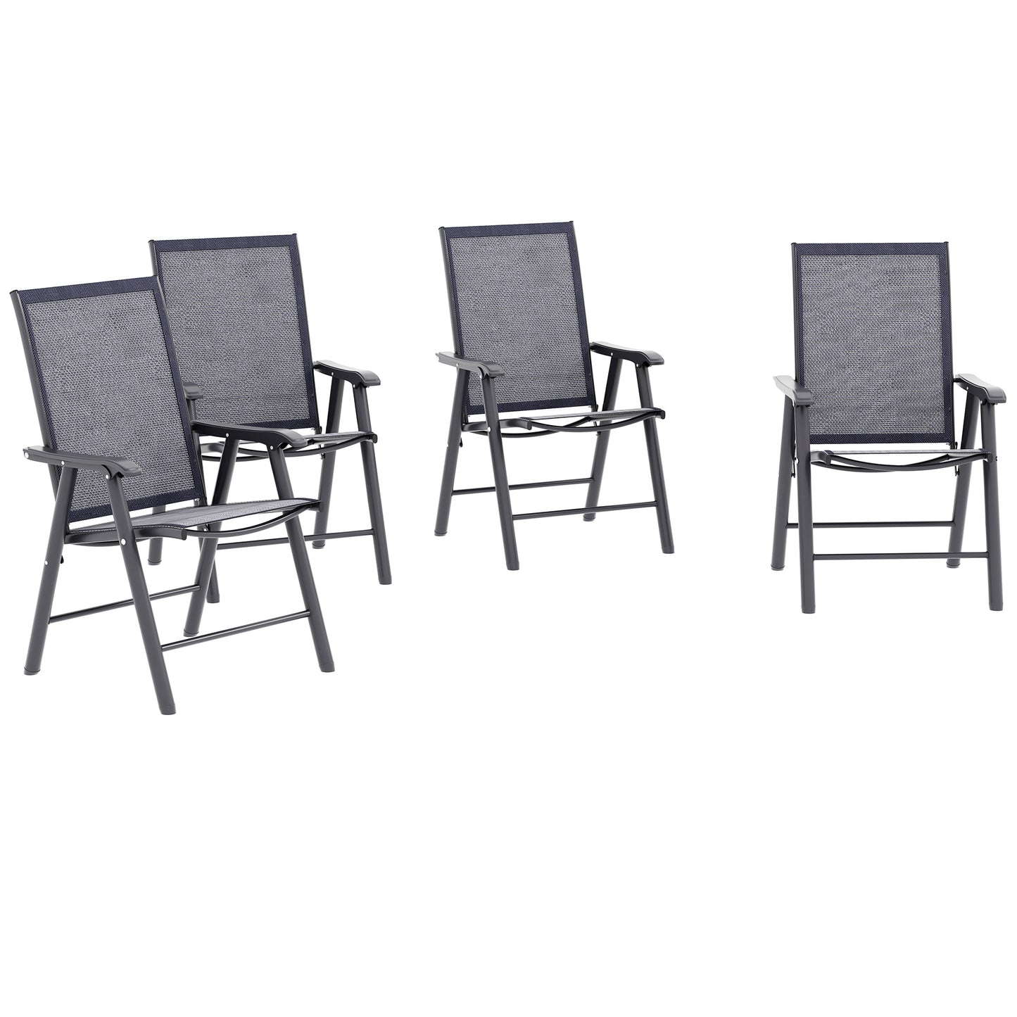 4-PCS Garden Armchairs Outdoor Patio Folding Furniture Grey