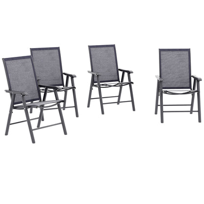 4-PCS Garden Armchairs Outdoor Patio Folding Furniture Grey