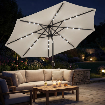 2.6 m Garden Parasol Umbrella with Light, Outdoor Patio Umbrella