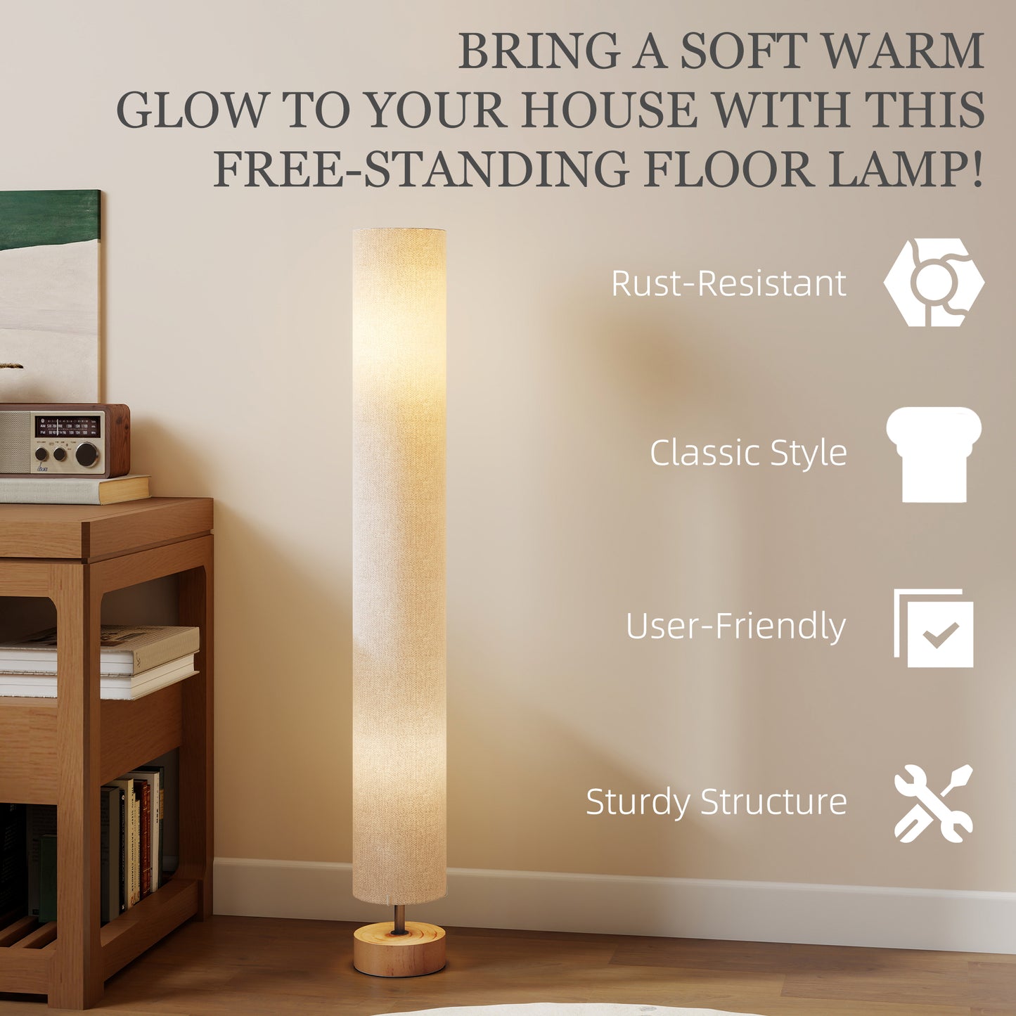 LED Floor Lamp with 3000K/4500K/6500K Colour Temperatures, Grey
