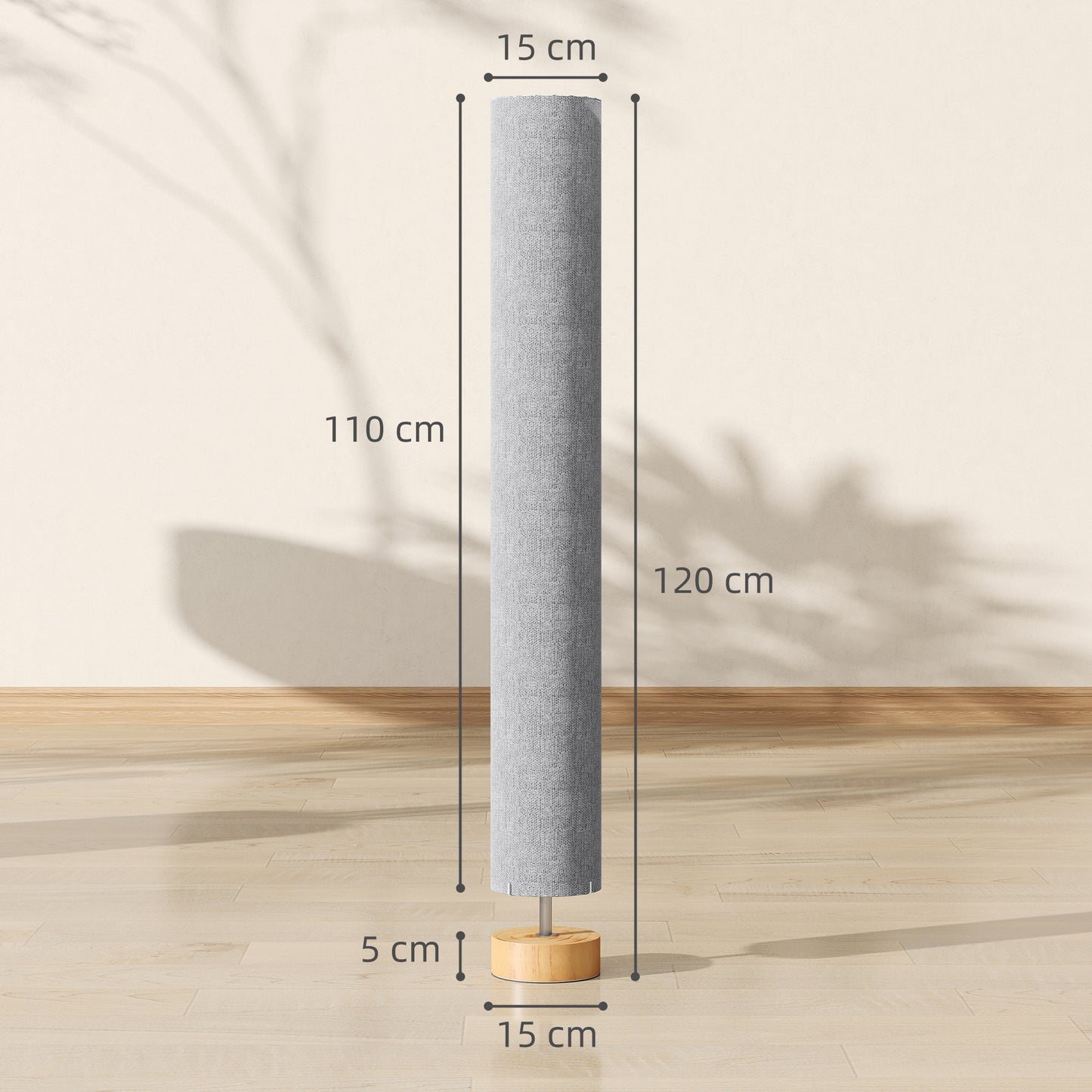 LED Floor Lamp with 3000K/4500K/6500K Colour Temperatures, Grey