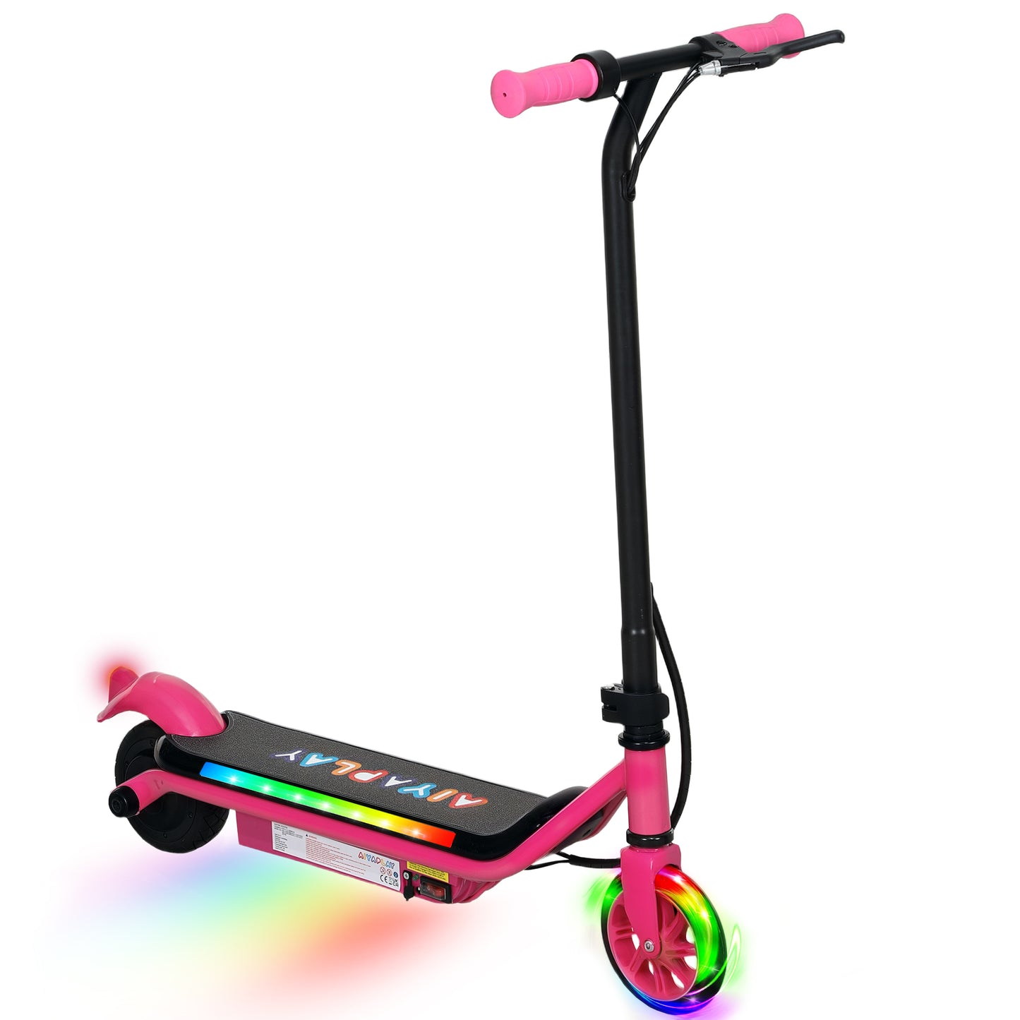 Electric Scooter for 6-14 with Dual Brakes & Colourful Light, Pink