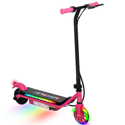 Electric Scooter for 6-14 with Dual Brakes & Colourful Light, Pink
