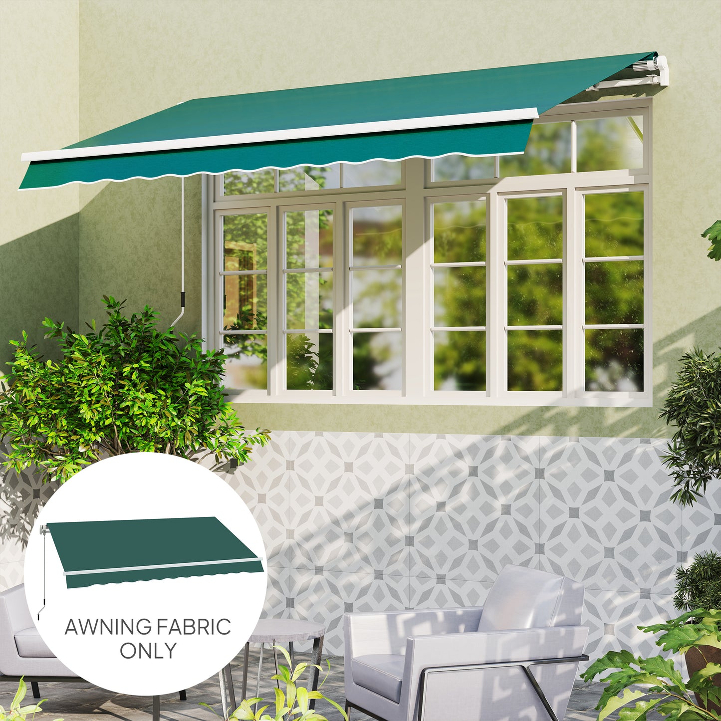 Replacement Canopy for 3 x 2.5 m Awning (Fabric Only), Green
