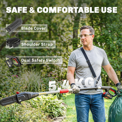 Cordless Pole Chainsaw, 1.94m/2.56m Electric Chainsaw