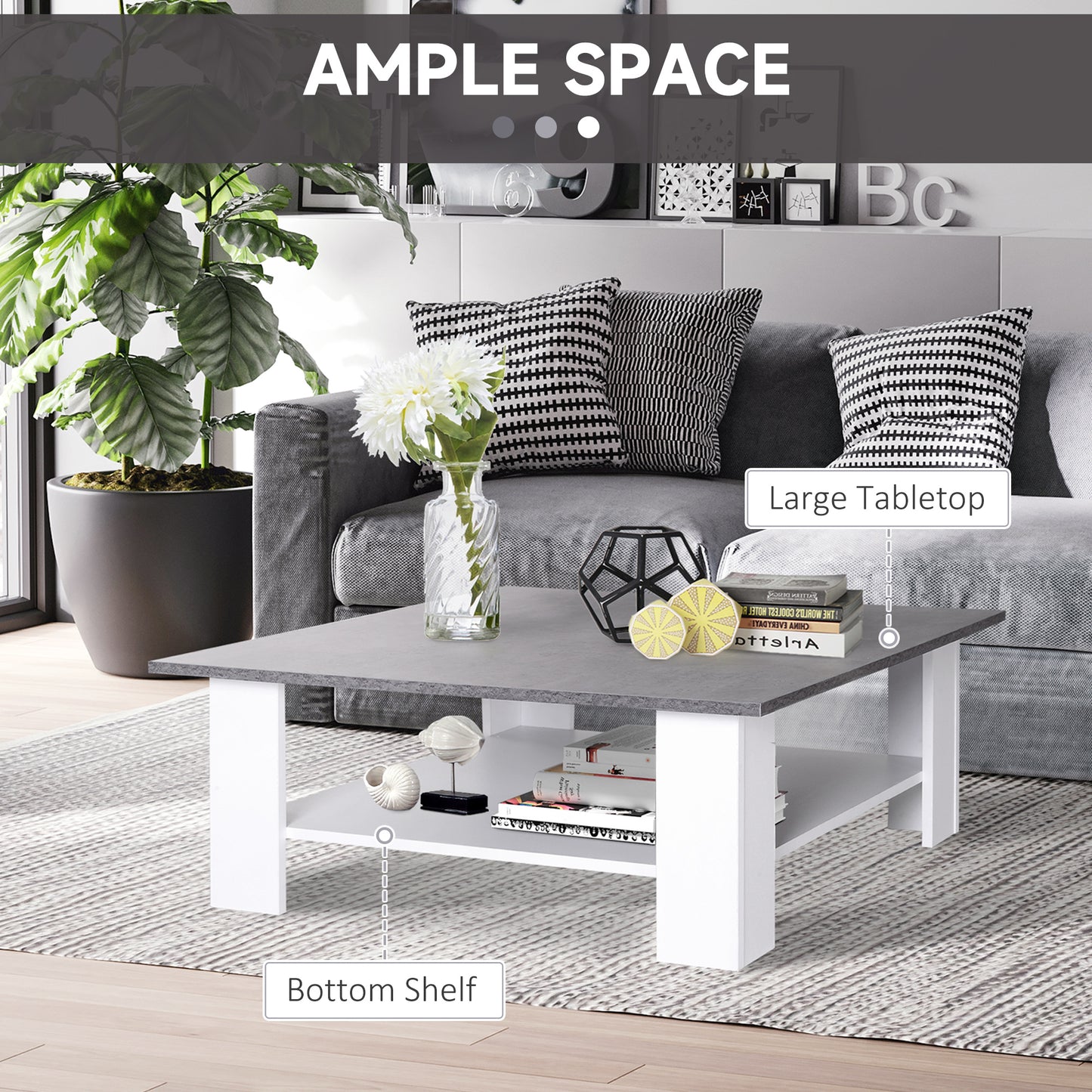 Vintage Coffee Table Square 2 Tier Side End Desk Indoor Living Room