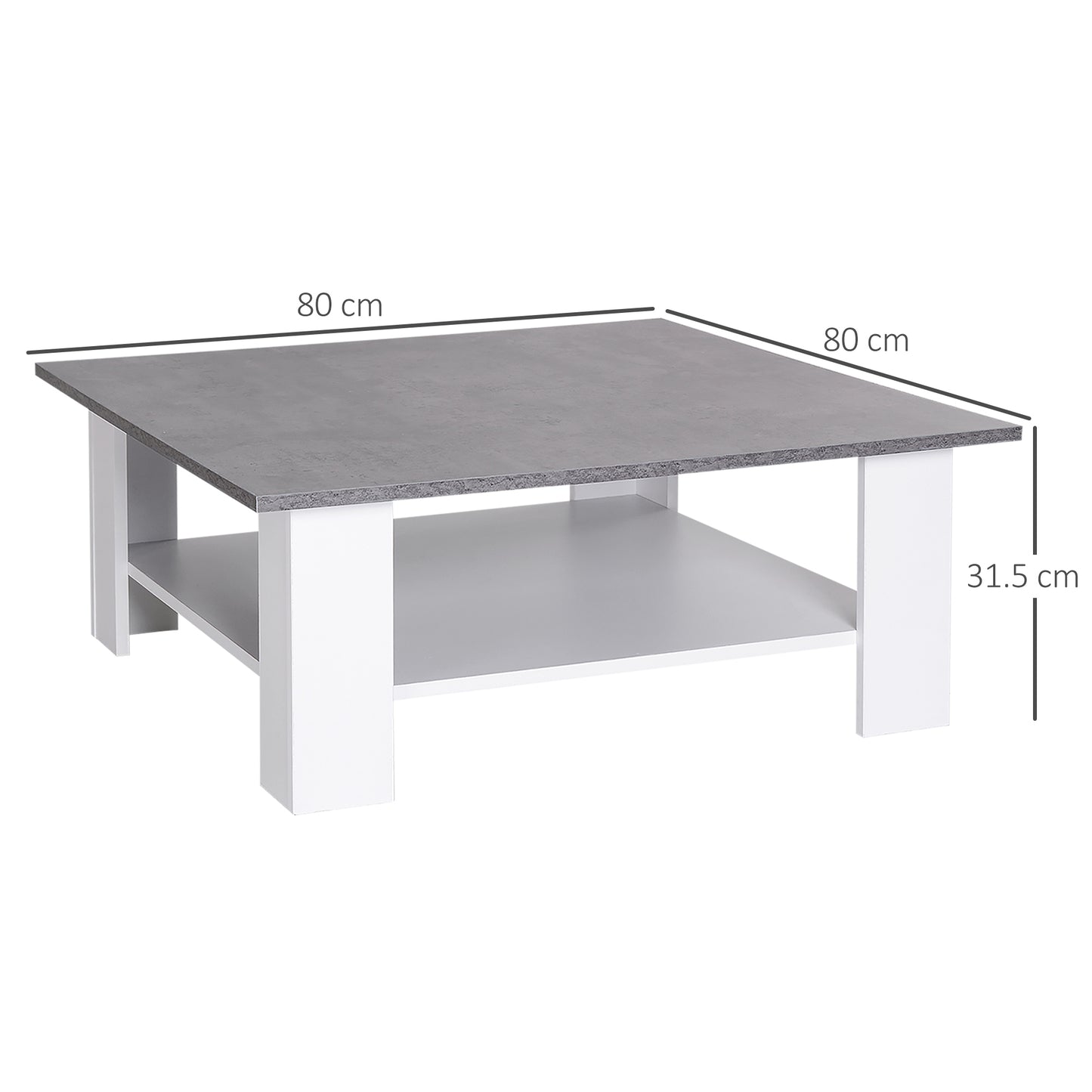 Vintage Coffee Table Square 2 Tier Side End Desk Indoor Living Room