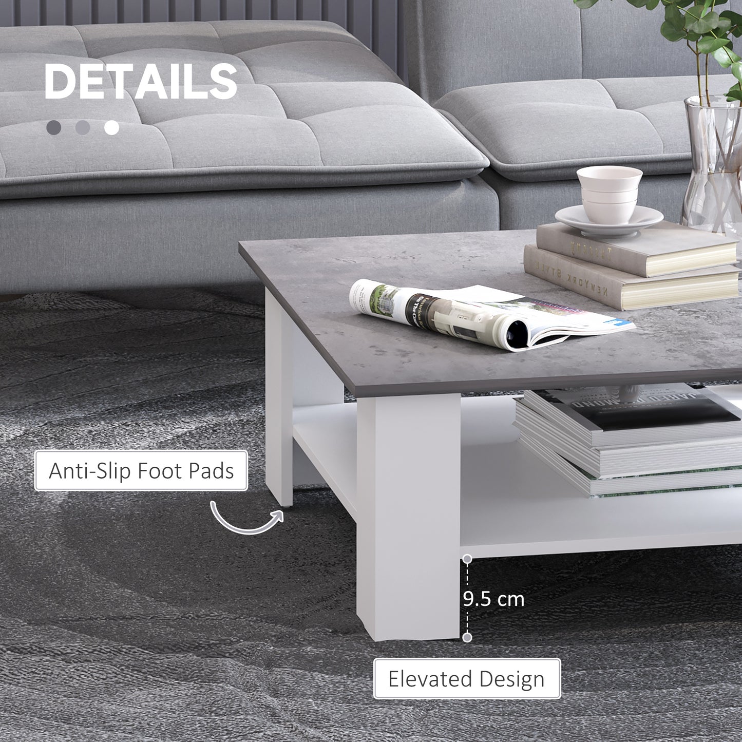 Vintage Coffee Table Square 2 Tier Side End Desk Indoor Living Room