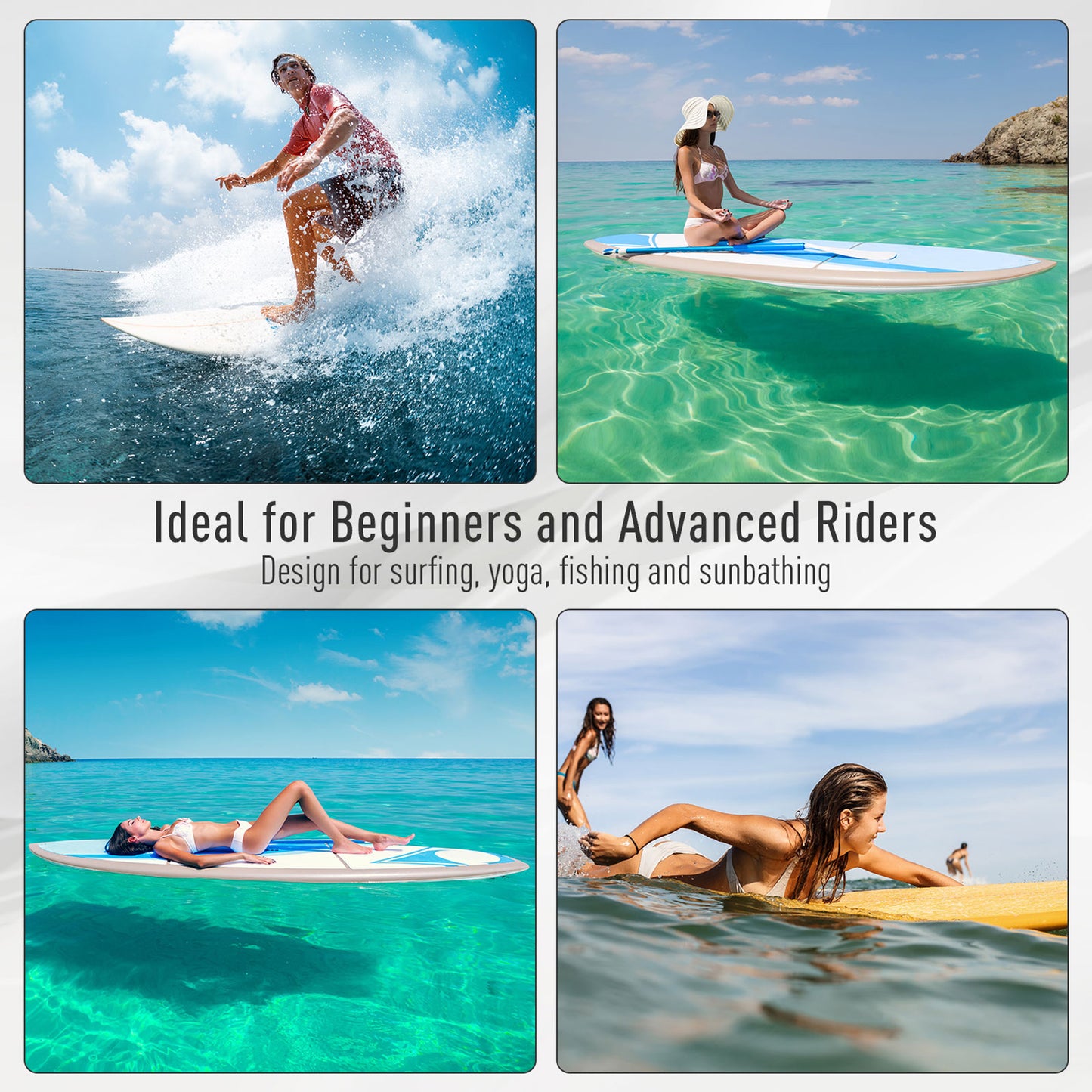 10ft Inflatable Surfing Boards W/ Paddle, Fix Bag, Air Pump, Backpack