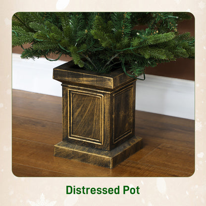 2 Pre Lit 4ft Artificial Christmas Trees with Lights, Pot, Realistic Tips