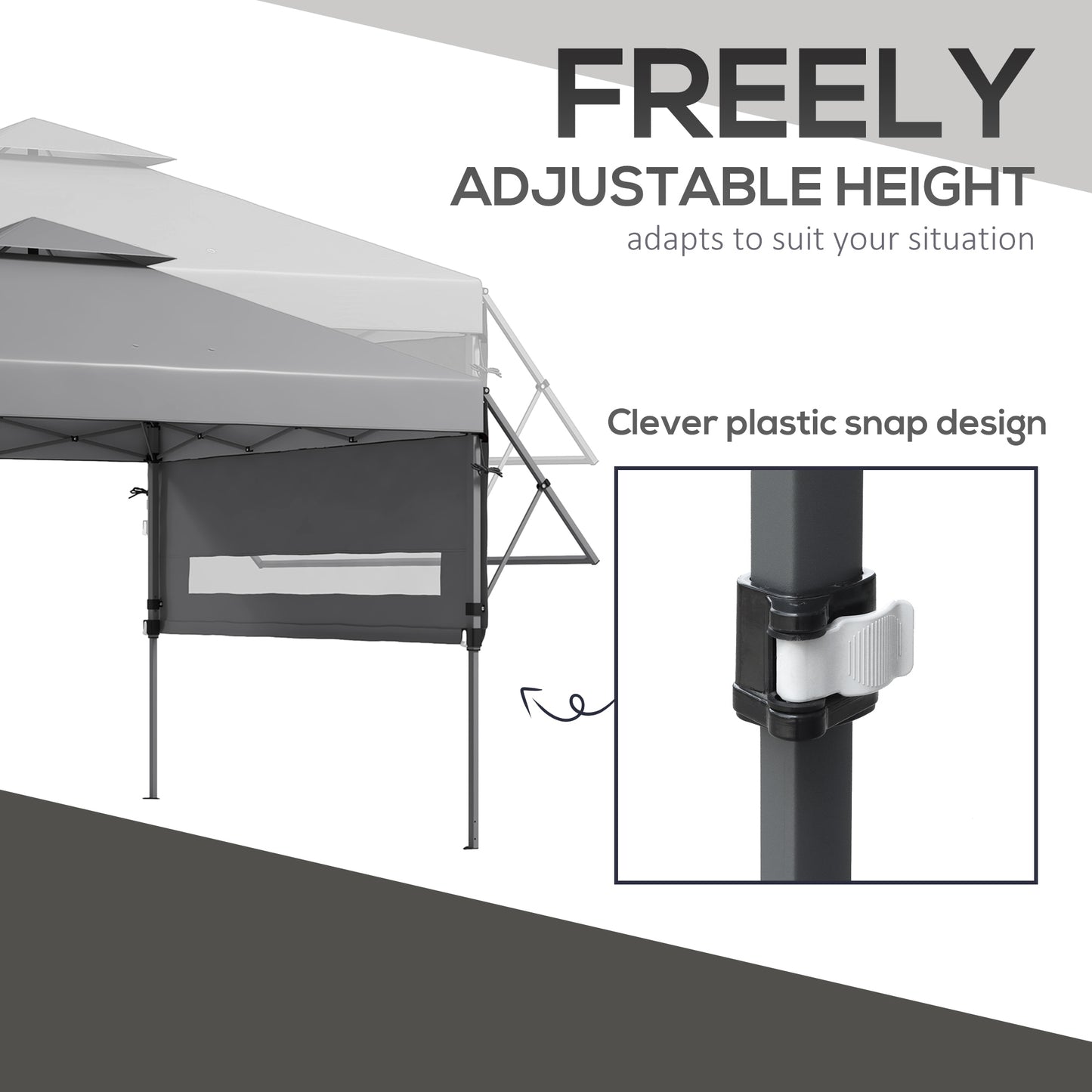5 x 3(m) Pop Up Gazebo with Extend Dual Awnings, 1 Person Easy up Marquee Party Tent with 1-Button Push, Double Roof, Sandbags,