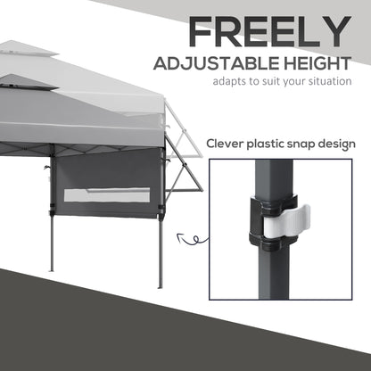 5 x 3(m) Pop Up Gazebo with Extend Dual Awnings, 1 Person Easy up Marquee Party Tent with 1-Button Push, Double Roof, Sandbags,