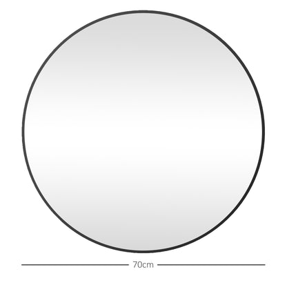Round Bathroom Mirror, Modern Wall Mirror with Steel Frame, Black