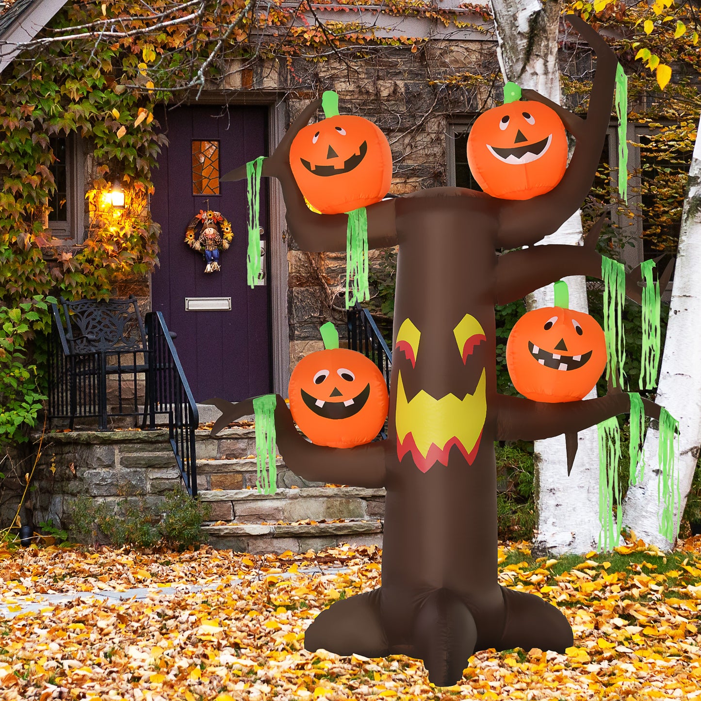 Inflatable Halloween Ghost Tree Pumpkins LED Lights Indoor Outdoor