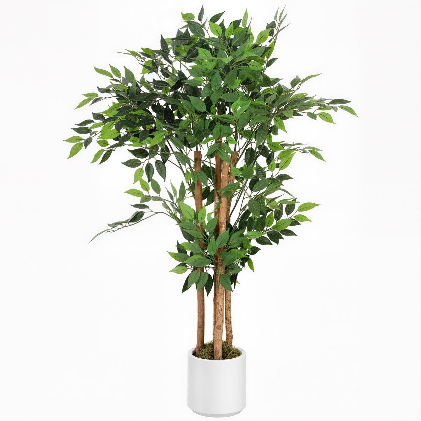 120cm Artificial Ficus Tree, Decorative Artificial Plant with Solid Wood Trunk and Pot for Indoor Living Room Home Office Decor, Green