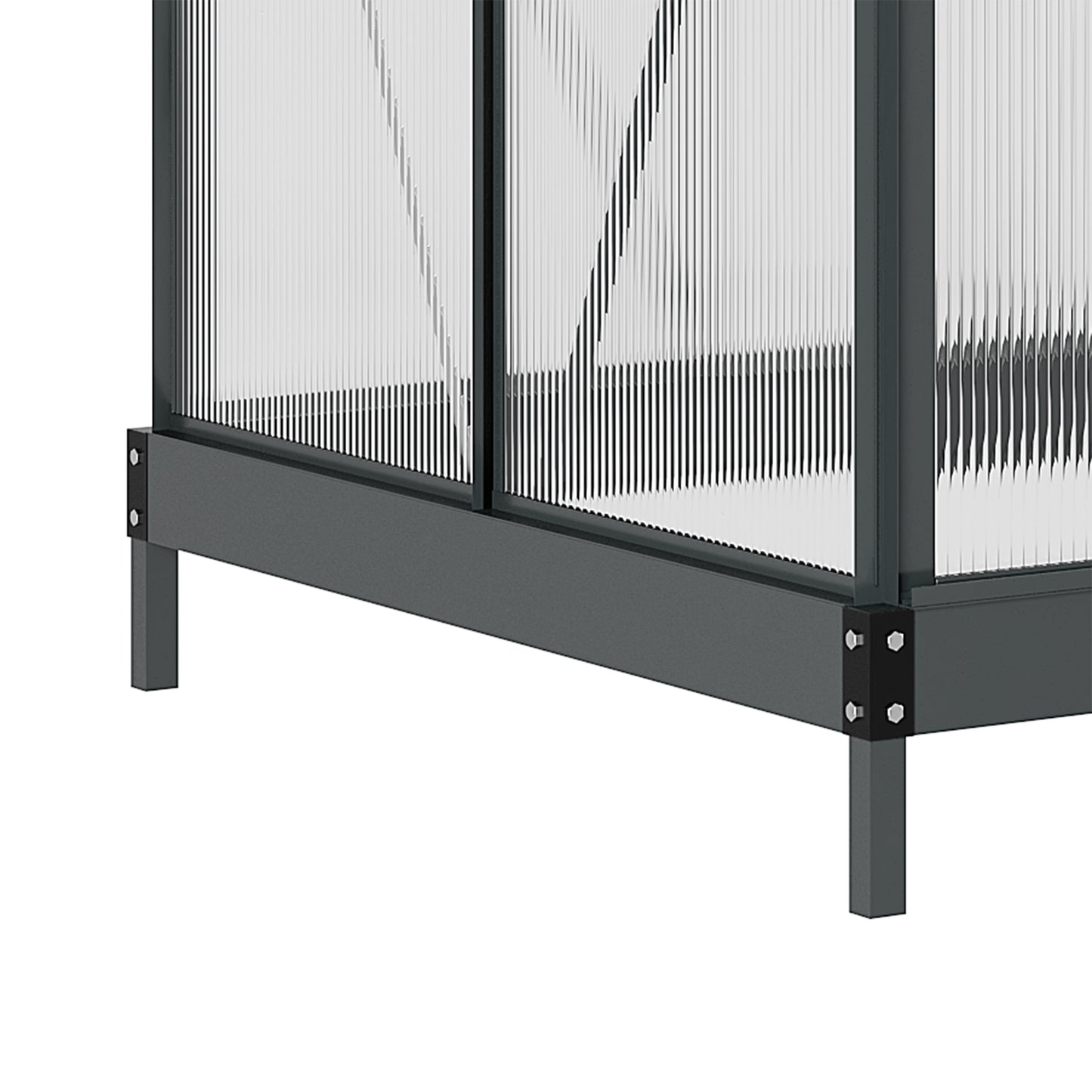 6x4ft Walk-In Polycarbonate Greenhouse Plant Grow Galvanized Aluminium