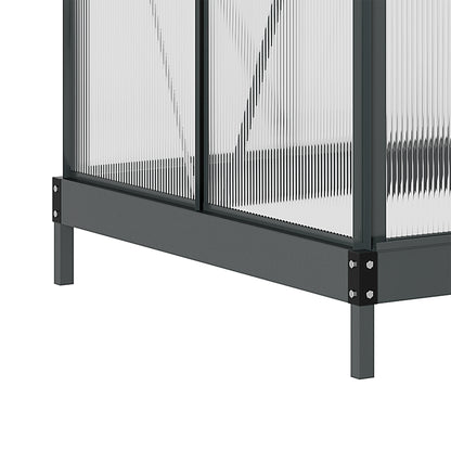 6x4ft Walk-In Polycarbonate Greenhouse Plant Grow Galvanized Aluminium
