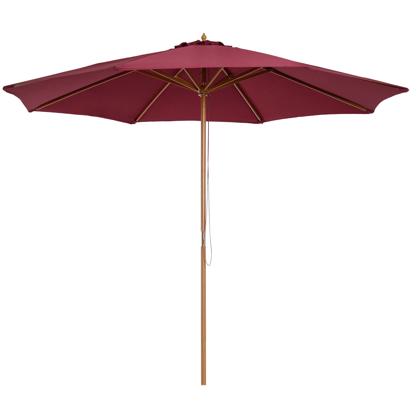 3(m) Wooden Garden Parasol Sun Shade Outdoor Umbrella Canopy Wine Red