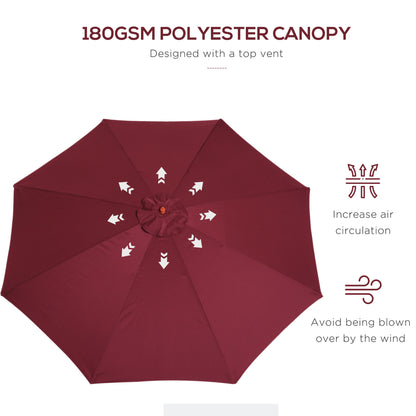 3(m) Wooden Garden Parasol Sun Shade Outdoor Umbrella Canopy Wine Red