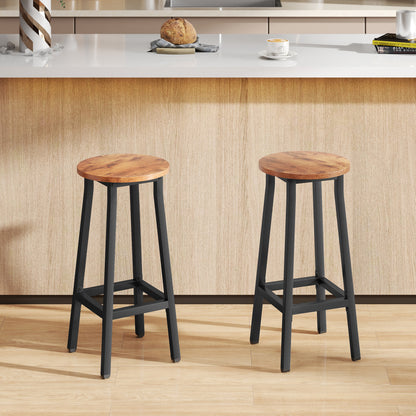 Barstools, Breakfast Bar Stools with Footrest, Rustic Brown